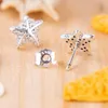 Äkta 925 Silver Starfish Stud örhängen för Pandora CZ Diamond Bröllopssmycken Örhänge med presentask Set