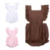 Ins Crianças Roupas Bebê Meninas Macacões Infantil Ruffles Flutter Sleeve Jumpsuits Recém-nascidos Lace Upsies Bodysuit Zyqa453