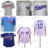 Vintage 1995 Montreal Expos #12 Tom Brady Baseball Jerseys Mens Cheap White Blue Tom Brady Stitched Shirts