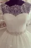 Robes de mariée en dentelle élégantes décolleté festonné manches courtes une ligne balayage train cristaux perlés taille robe de mariée vestido de novia
