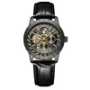 2019 TEVISE Montres Hommes Mécanique Automatique Montre À Vent Automatique En Cuir Noir Phase De Lune Tourbillon Affaires Lumineux Montres-bracelets302Q