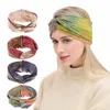 Mulheres tingido em nó Headband elástica Cruz Big Bow Hairbands Yoga Academia Run Faixa de Suor Knot Wide Band Turban Bohemian Lenço na D62907 12Color