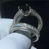 Choucong princesse coupe bague diamant or blanc rempli de fiançailles bagues de mariage pour femmes hommes bijoux de doigt de taille