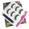 Magnetiska ögonfransar eyeliner set 5 magnet 3d faux mink fransar med clip pincett kit naturlig lång falsk ögonfrans