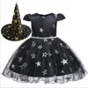 Halloween Costume Vestidos Cosplay Meninas com Witch Dança do chapéu da bruxa roupas para crianças, Figurino, Verão Princesa Vestidos Pettiskirt AYP6086