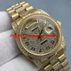 Luxury Watch 8 Style Midsize 18k Yellow Gold Quickset Full Pave Diamonds Dial 36mm Automatic Fashion Men's Watches Wristwatch205p
