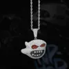 Hip Hop Cartoon Cute Ghost Necklace Pendant with Rope Chain Diamond Tennis Chain Mens Bling Jewelry