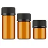 1ml 2ml 3ml Mini reagenti per olio essenziale di vetro ambrato Bottiglia per campioni riutilizzabile Fiale di vetro marrone con tappo171F