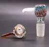 Narguilés Heady verre coloré fumer bol 14mm 18mm mâle avec poignée belle diapositive pour barboteur et cendrier bong bols