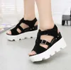 2019 Korean version of the spring and summer thickbottomed fish mouth shoes female inside increased wedge sandals waterproof plat4692714