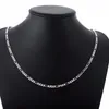 Chains 2021 Top Quality Silver Plated & Stamped 925 4mm Figaro Necklace For Women Men's Model Jewerly Wholesale 16-30inch