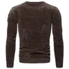 2020 new designer mens solid sweater fashion round neck hole knit cotton sweaters jumper slim fit pullover sweater Euro size