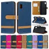 Dżinsowe Jeans Canvas Card Walllet Flip Leather Cover Case dla Samsung A20E A10 A40 A50 M30 M50 M10 S10 S10E S10 Plus A7 A6 2018 Plus