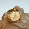 Hot Sale Vintage Rostfritt Stål Män Ring Stor Gratis Mason Freemasonry Masonic Ag Retro Punk 3 Färger Titanum Male Ring Smycken