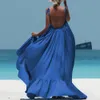 Boho maxi elbise kadın spagetti kayış sırtsız uzun yazlık elbise 2020 seksi parti bohem plaj elbiseleri vestidos bornoz femme