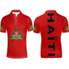 هايتي شباب ديي اسم مخصص رقم HTI قميص البولو الأمة العلم البلاد HT الفرنسية HAITIAN COLLEET