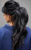 24" Long Wavy Wrap around Pony tail hairpiece Human Clip in Ponytail Hair Extensions Hair piece for Women 140g