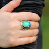 New Design Antique Silver Plated Color Change Mood Stone Ring Size 7 8 9 for Womens Gift