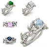 Hip Hop Schmuck Kristall Blume Hochzeit Ringe für Frauen Bague Bijoux blau weiß rosa Farbe Ring Engagement Mode Drop Schiff