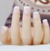 손톱 팁 패턴하면서 Nep Nagels 가짜 Ongles에 24PCS 화이트 핑크 프렌치 거짓 손톱 긴 아크릴 고전 전체 인공 보도