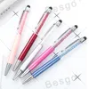 Fin Crystal Ballpoint Pen Fashion Creative Stylus Touch Pen för att skriva Stationery Office School Ballpen Black Ballpoint Pens DBC BH2715