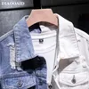 DIOOAID 2020 JEUNES DOUBLE COULEUR DE COUVERTURE DE COUVERTURE Denim Veste de loisirs Couleur Couleur Trou Denim Veste Homme Personnalité Vêtements