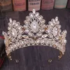 Luxury Crystals Royal Wedding Crown Silver Gold Rhinestone Princess Prom Queen Bridal Tiara Crown Hair Tillbehör Mellanöstern