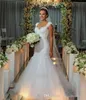 우아한 흰색 인어 웨딩 드레스 보석 어깨 페르시 레이스 아플리케 탑 쉬어 백 Tulle Bridal Gowns vestidos de novia