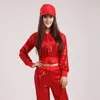 المرأة الحديثة مطرزة الهيب هوب الرقص قمم + السراويل زي الرجال حزب الأداء dancewear الكبار موسيقى الجاز الرقص ملابس