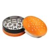 Biscuit Hamburger Zinc Alloy Metal Rökning Herb Grinder 3-Piece 55 mm Shark Tänder Grinders Spice Crusher Hand Muller