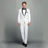 Classic White Wedding Tuxedos Two Piece Groomsmen mens suit Navy Shawl Lapel Custom Made Business Men Suits Traje de baile para hombres (Jacket+Pants)