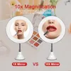 Miroir de vanité de maquillage à LED 10X grossissant miroir de maquillage Flexible miroirs cosmétiques légers en particulier de maquillaje VIP Drop Y20012300