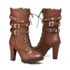 Hot Sale-New Side Zipper Rivet Shoes Kvinnor med de tjocka stövlarna High Heel Boots Stor storlek. XZ-072