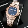 Hot Selling Luxury Men Watch Högkvalitativ Automatisk Mekanisk Klocka Rose Gold Rostfritt Stålband Nautilus Mens Klockor