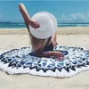 Mujeres Bohemia Toalla de playa con borla Círculo Macrame Tapiz Mandala indio Redondo Tomar el sol Mantón Toallas Mantón Envoltura Esteras de yoga Alfombra junto al mar