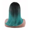Cosplay Wig Straight Color Long Black Gradient Green Factory Supply Wholesale