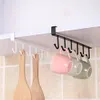 Hooks & Rails Black And White Multifunction Nail Free Hook Mug Holder Under Shelf Rack Hanger Coffee Cup For Kitchen1