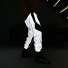 Nya sommarmän kvinnor Sweatpant Flash Reflective Pants Joggers Hip Hop Dance Show Party Night Jogger Baggy byxor T200104