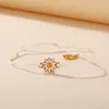 2020 Czeski Styl Daisy Słonecznikowa Bransoletka Handmade Regulowany Lina Łańcuch Wisiorek Charm Bransoletka Dla Kobiet Letnia Plaża Biżuteria Pulseras