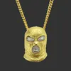 Hip Hop CSGO Collane con ciondolo Mens Punk Style Auricolare antiterrorismo Placcato in lega 18 carati Testa maschera oro argento e nero