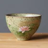 Traditional Vintage Tea Bowl Accessories High Quality Lotus Tea Cup Retro Style Handpainted Ceramic Teacup Porcelain Drinkware