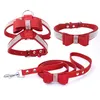 Arnés para perros Collar Correa Conjunto 3 piezas Traje Ajustable Tela de gamuza suave Diamantes brillantes Chalecos para mascotas para perros Comodidad Mascotas Suministros 1263391