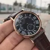 Ny W6801001 Stålväska Svart Textur Ring Stor Vit Rom Mark Automatisk Mens Klocka 40mm Svart Läder Klockor Billiga TimeZoneWatch E37A1