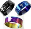 50pcs religious bible cross English LORDS prayer etch Serenity Prayer stainless steel rings Fashion MEN 316L9989584