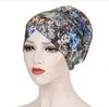 Fashion Women Muslim Hair Loss Cap Flower Print Islamic Islam Turban Head Wrap Cover Cancer Hat Chemo Cap Bonnet Beanie Skullies GB1322