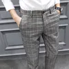 YASUGUOJI Estilo Britânico Vestido Terno Pant Man 2020 Nova Manta Terno Pant Homens Gentlemen Business Casual Trabalho Calças