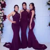 Seksi Üzüm Denizkızı Nedime Elbise Ucuz Uzun Boyun Düğün Konuk Siyah Kız Düğün Balo Akşam Partisi Gowns