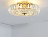 Modern Luxury Crystal Chandelier Taklampor Ytmonterad Chrome Ljoner Lysning Runda Led Taklampor för sovrumsbelysning