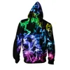 MENS FEMMES COLORFUR COLLING BULING 3D WOLF ANIMAL IMPRESSION LED LUMINE LUMINE TOP TOP PUNK Sweat à capuche Punk Sudederas Con Capucha7203821