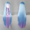 Multi-color Long no game no life Shiro Anime Cos Costume Wig wigs free hairnet